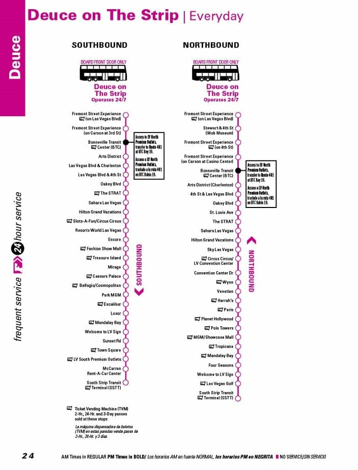 Paradas de autobús para la ruta Deuce 2023 – The Las Vegas Strip Bus System